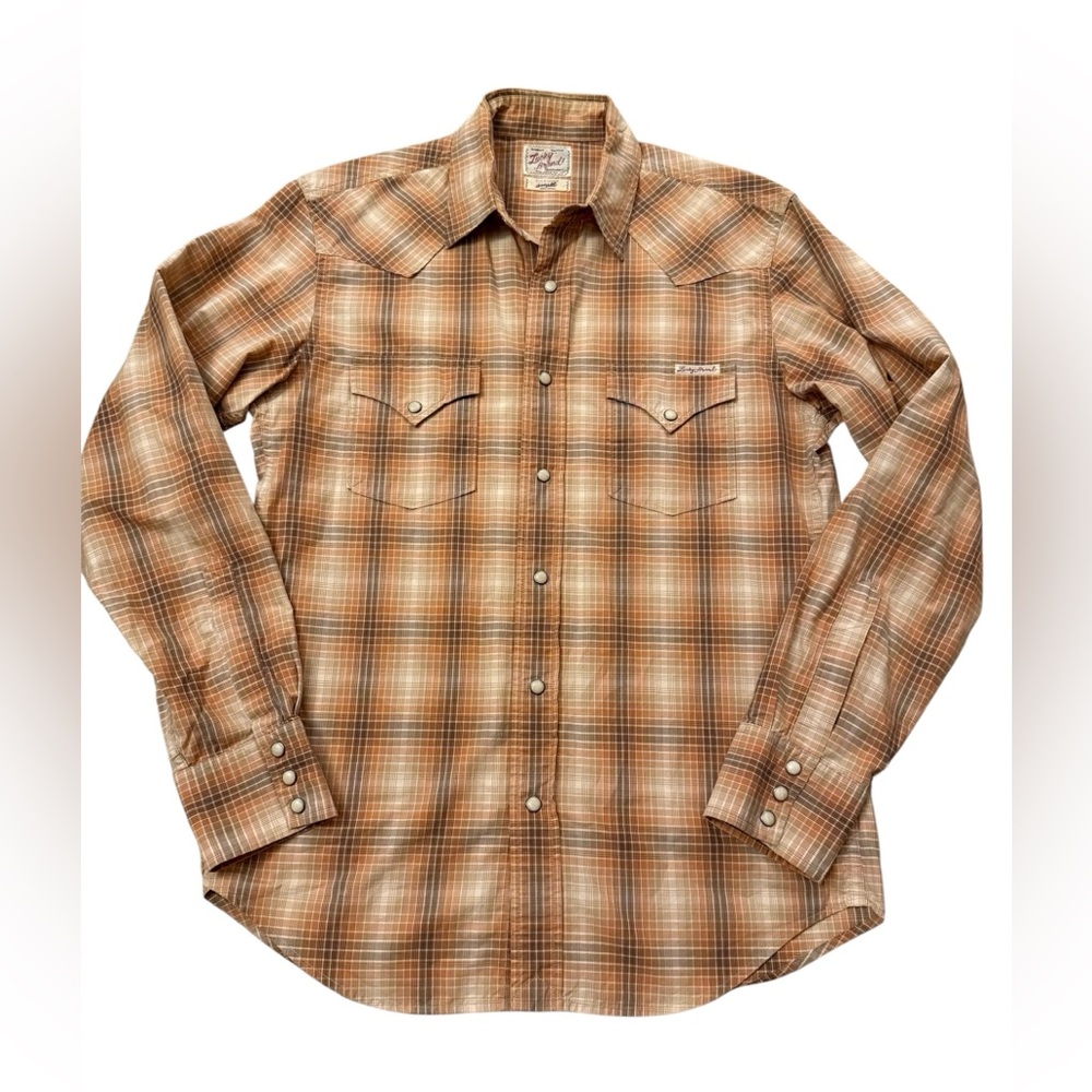 Lucky Brand 100% cotton Western Plaid Button Down Shirt. Size S